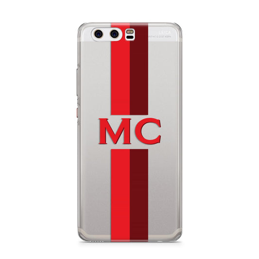 Personalised Transparent Red Bordeaux Stripe Huawei P10 Phone Case