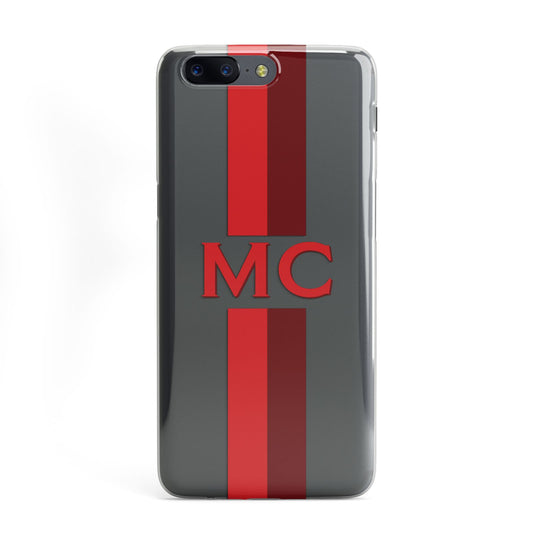 Personalised Transparent Red Bordeaux Stripe OnePlus Case