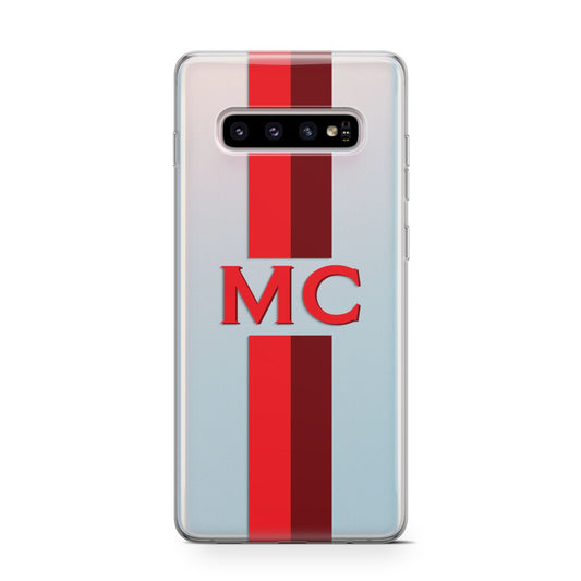 Personalised Transparent Red Bordeaux Stripe Protective Samsung Galaxy Case