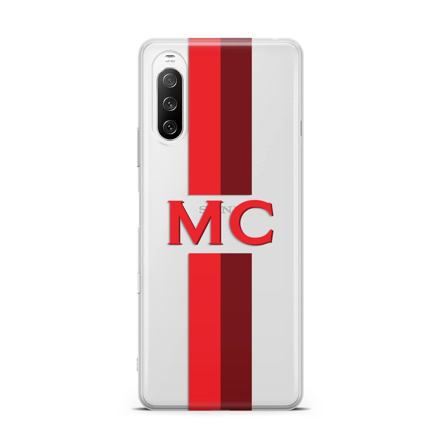 Personalised Transparent Red Bordeaux Stripe Sony Xperia 10 III Case