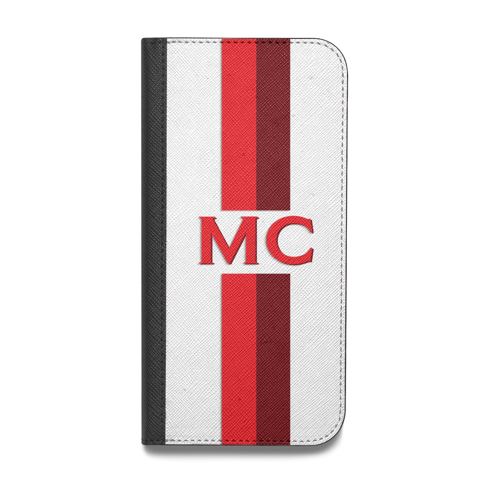 Personalised Transparent Red Bordeaux Stripe Vegan Leather Flip Samsung Case