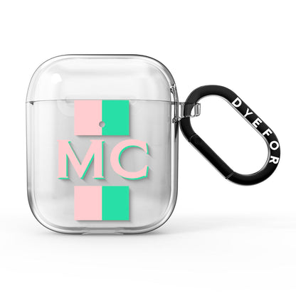 Personalised Transparent Striped Coral Pink AirPods Clear Case