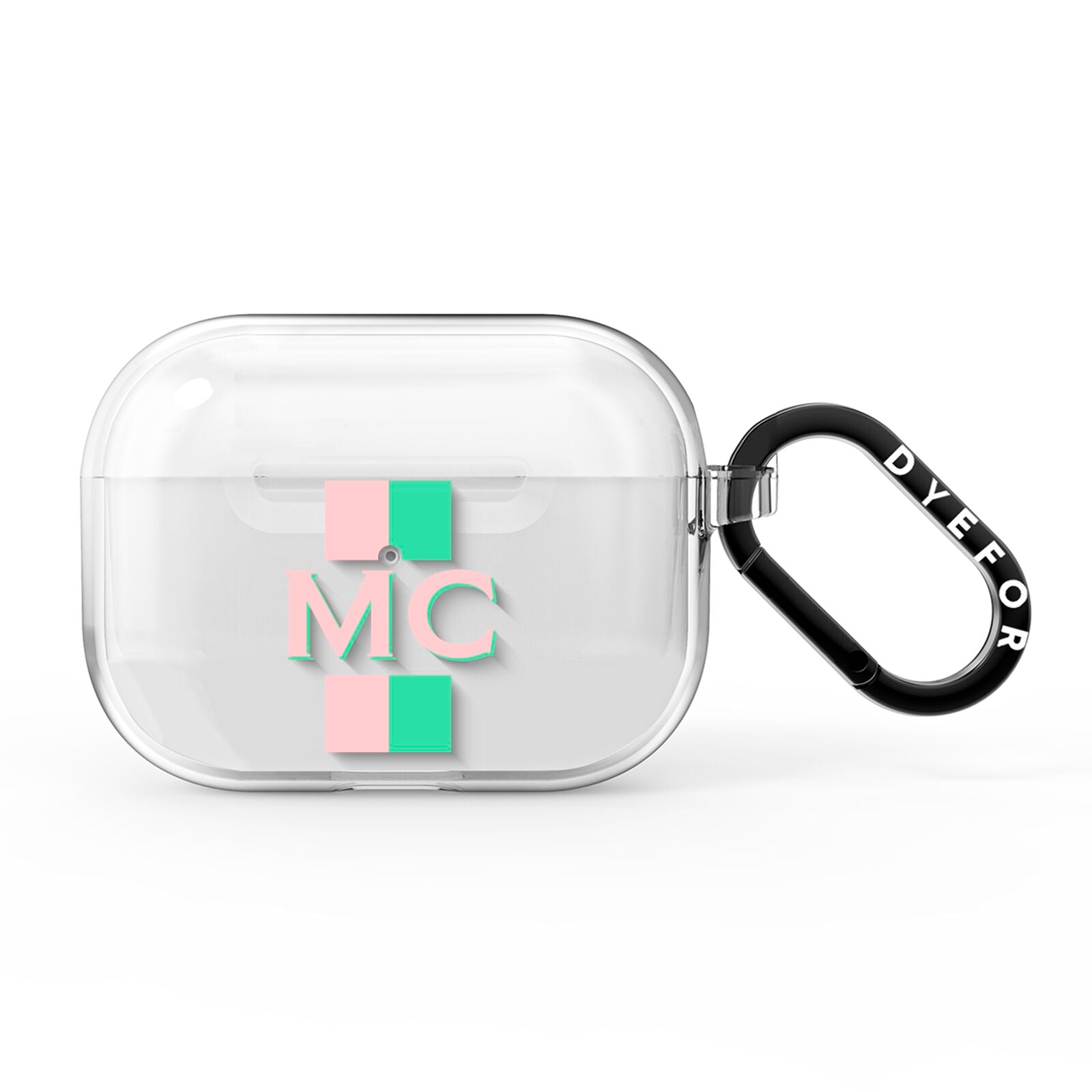 Personalised Transparent Striped Coral Pink AirPods Pro Clear Case
