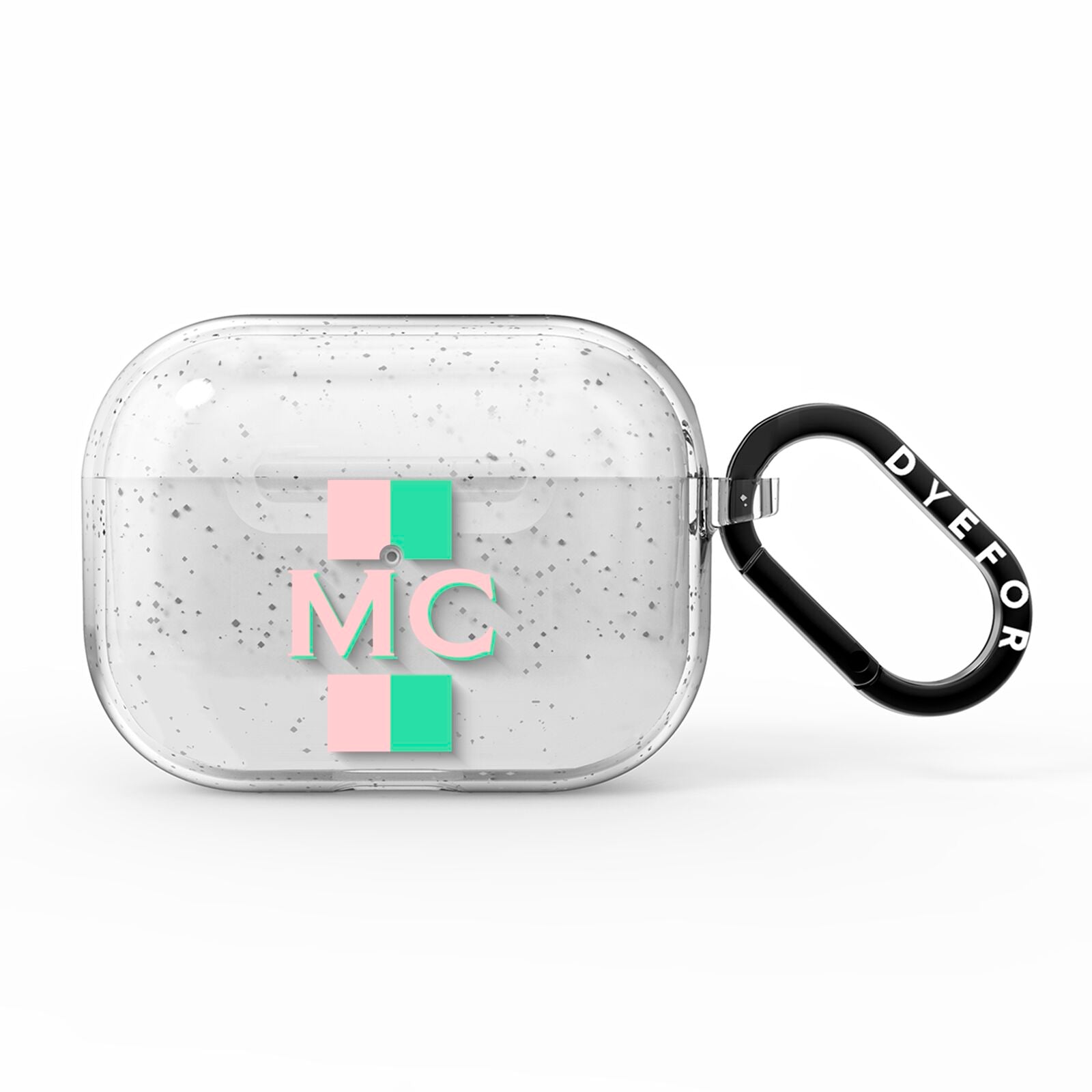 Personalised Transparent Striped Coral Pink AirPods Pro Glitter Case