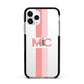 Personalised Transparent Striped Coral Pink Apple iPhone 11 Pro in Silver with Black Impact Case