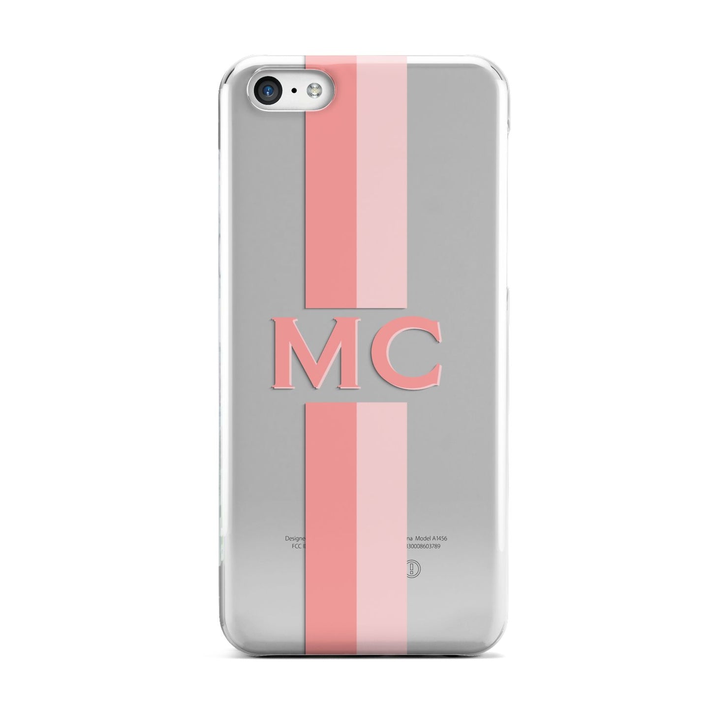 Personalised Transparent Striped Coral Pink Apple iPhone 5c Case