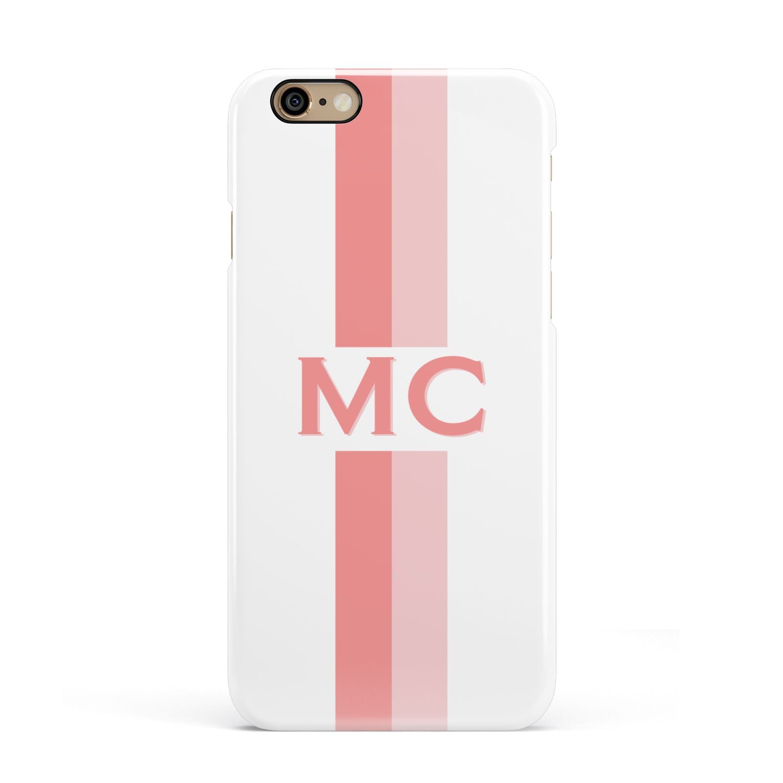 Personalised Transparent Striped Coral Pink Apple iPhone 6 3D Snap Case