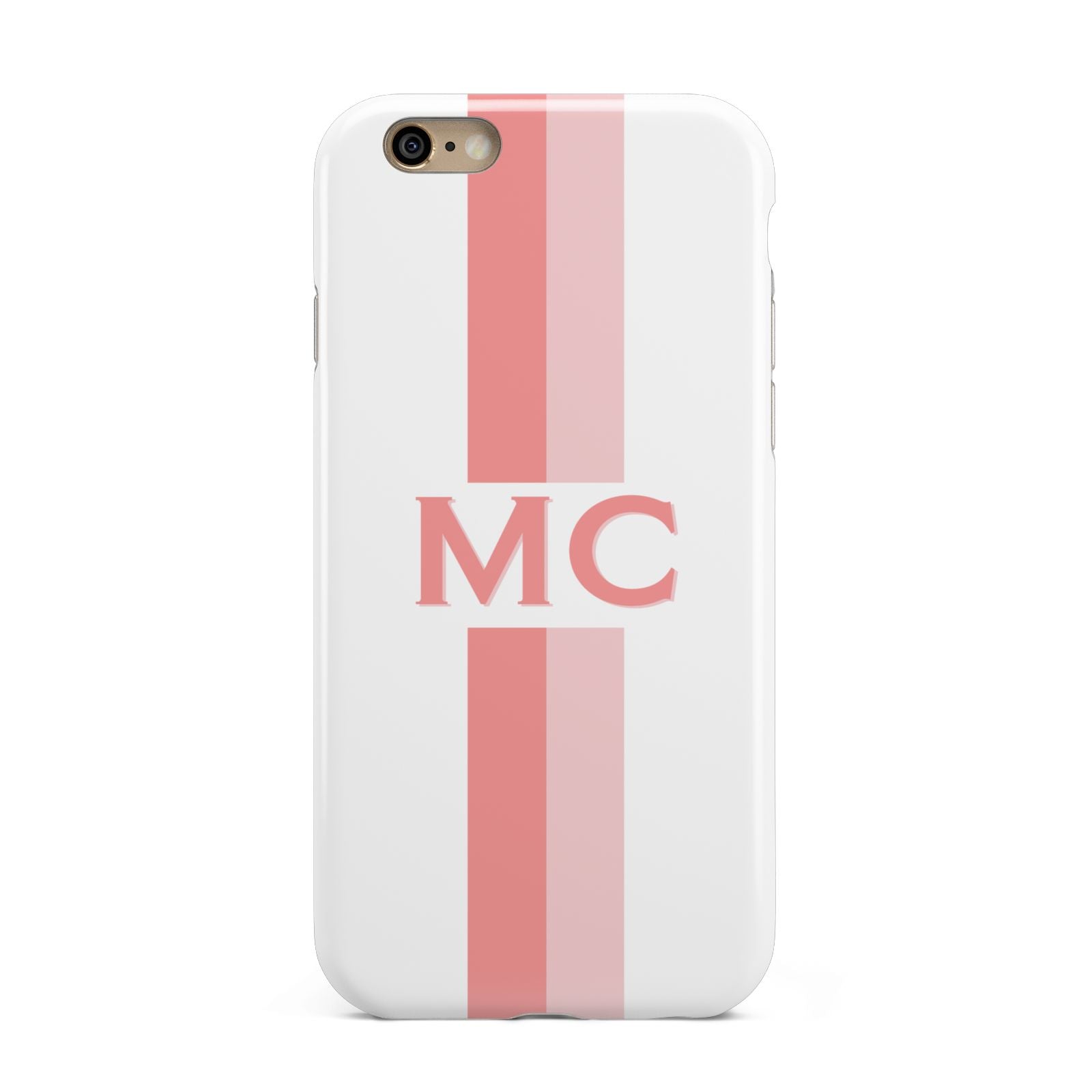 Personalised Transparent Striped Coral Pink Apple iPhone 6 3D Tough Case