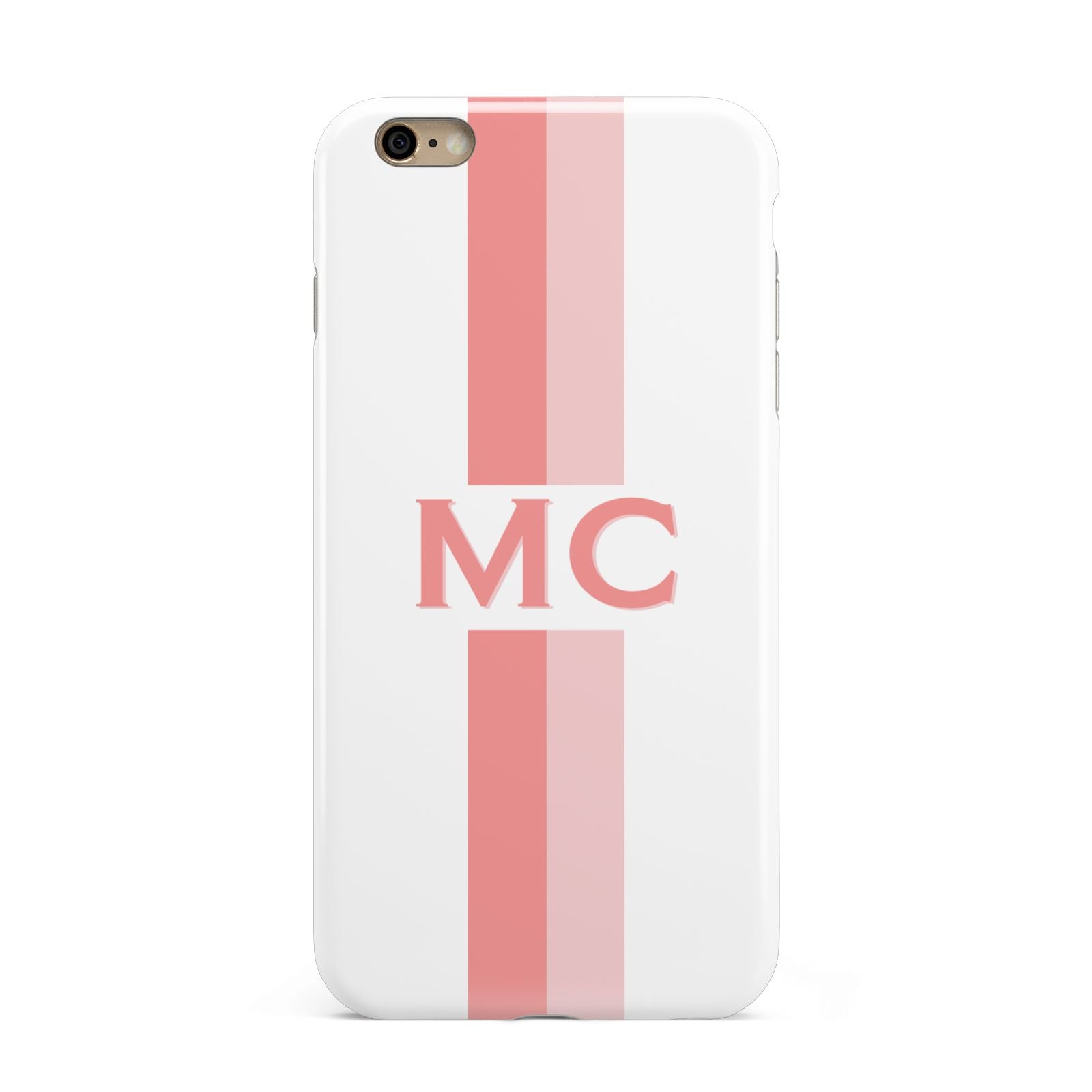 Personalised Transparent Striped Coral Pink Apple iPhone 6 Plus 3D Tough Case