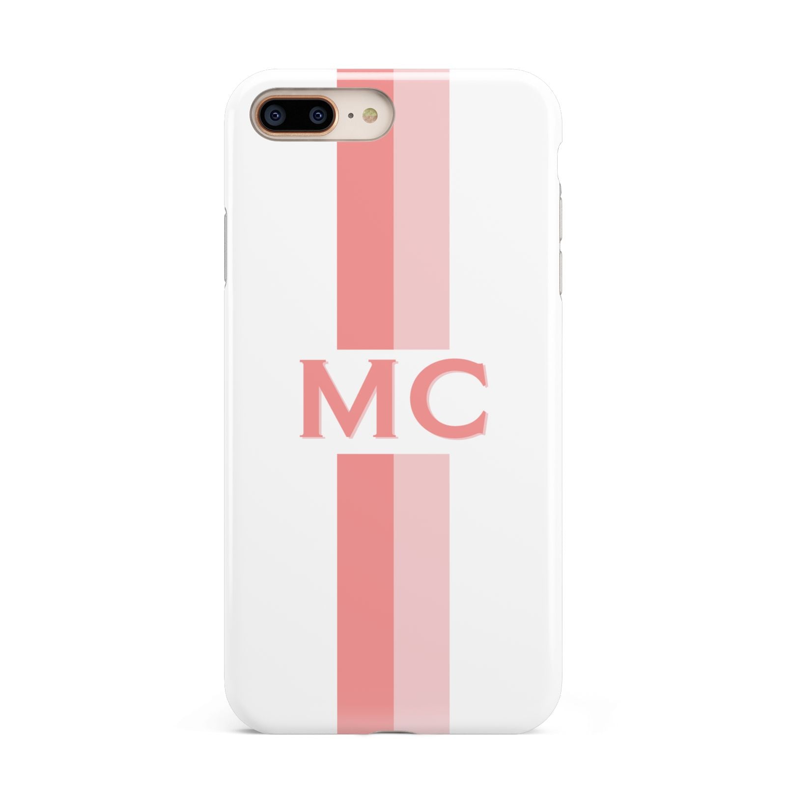 Personalised Transparent Striped Coral Pink Apple iPhone 7 8 Plus 3D Tough Case