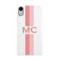 Personalised Transparent Striped Coral Pink Apple iPhone XR White 3D Snap Case