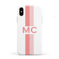 Personalised Transparent Striped Coral Pink Apple iPhone XS 3D Tough