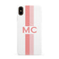 Personalised Transparent Striped Coral Pink Apple iPhone Xs Max 3D Snap Case
