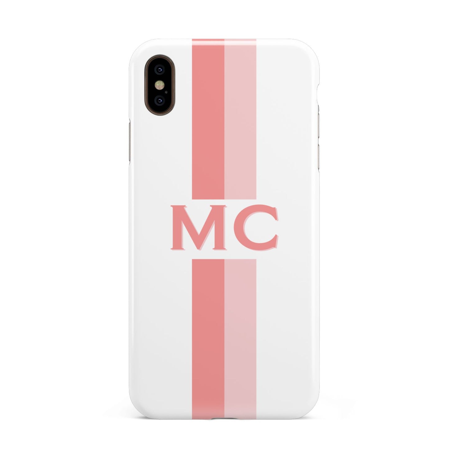 Personalised Transparent Striped Coral Pink Apple iPhone Xs Max 3D Tough Case