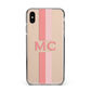 Personalised Transparent Striped Coral Pink Apple iPhone Xs Max Impact Case Black Edge on Gold Phone