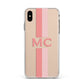 Personalised Transparent Striped Coral Pink Apple iPhone Xs Max Impact Case White Edge on Gold Phone