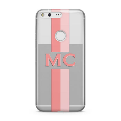 Personalised Transparent Striped Coral Pink Google Pixel Case
