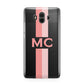 Personalised Transparent Striped Coral Pink Huawei Mate 10 Protective Phone Case