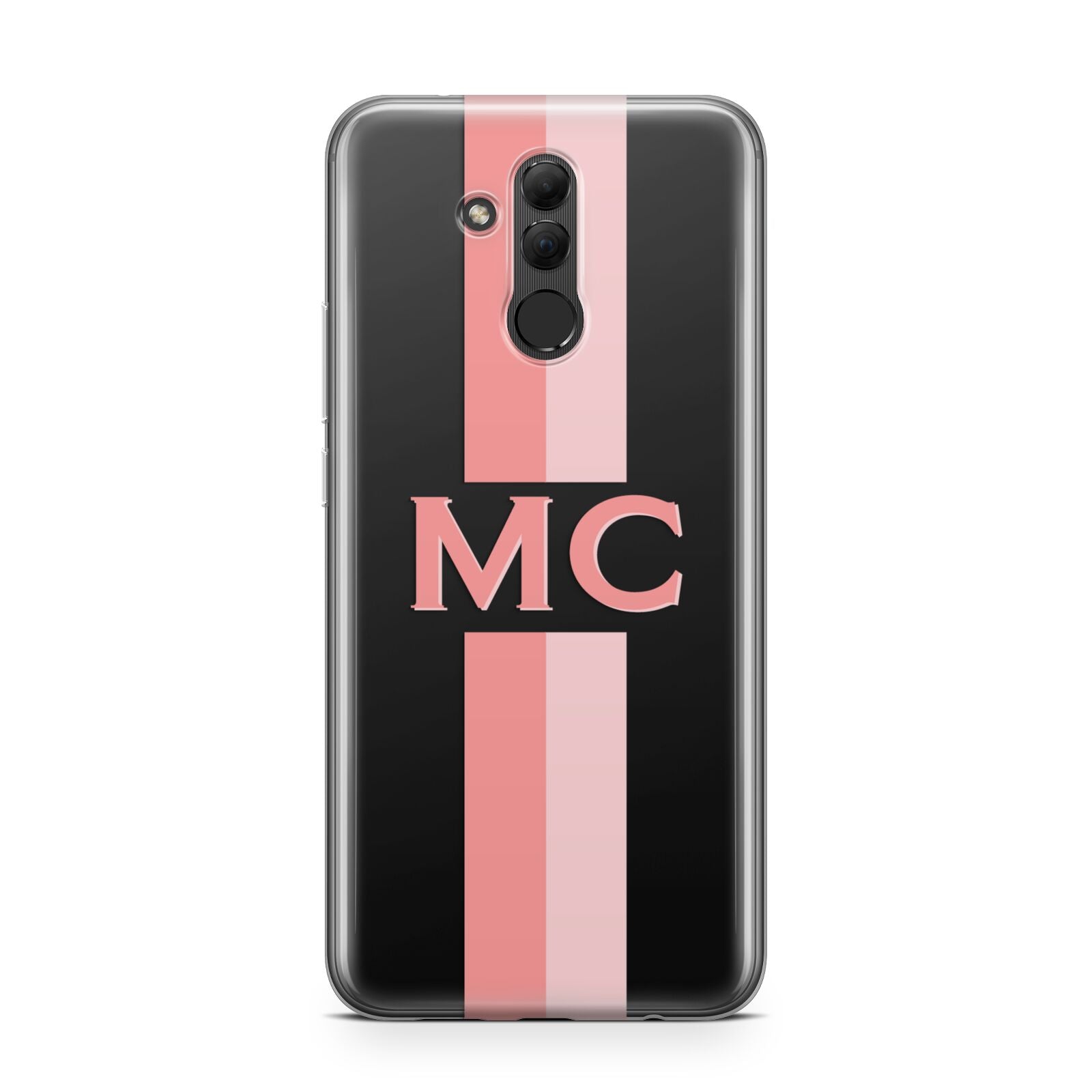 Personalised Transparent Striped Coral Pink Huawei Mate 20 Lite