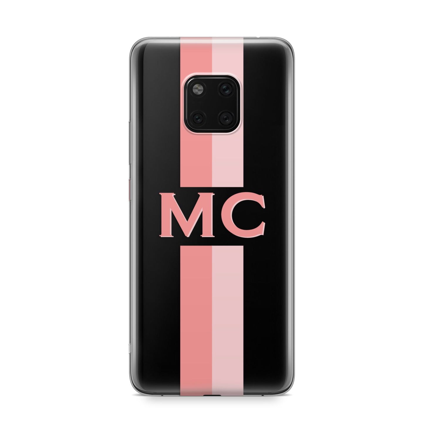 Personalised Transparent Striped Coral Pink Huawei Mate 20 Pro Phone Case