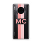 Personalised Transparent Striped Coral Pink Huawei Mate 30