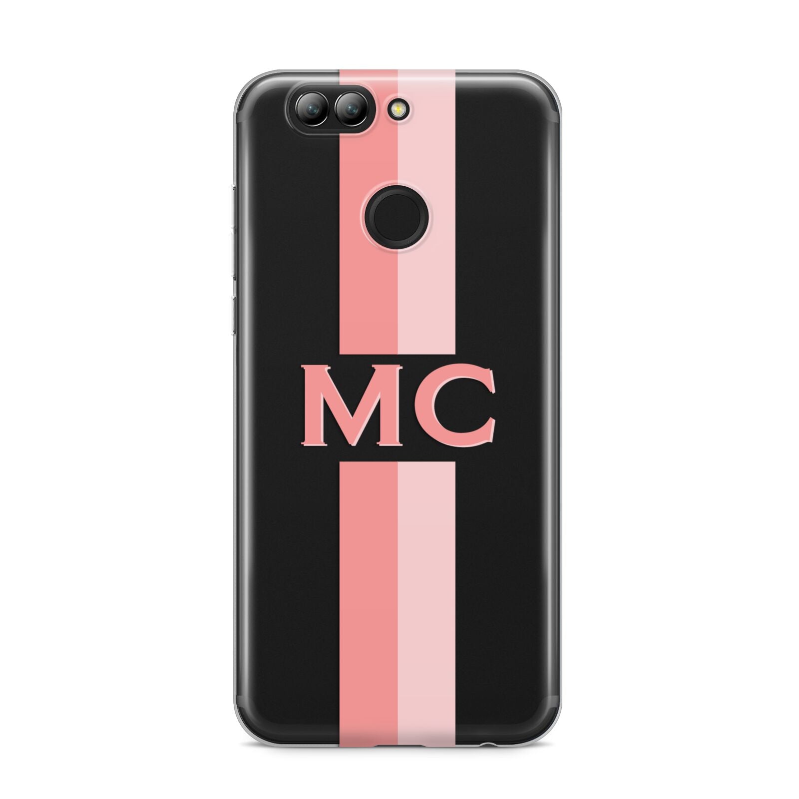 Personalised Transparent Striped Coral Pink Huawei Nova 2s Phone Case