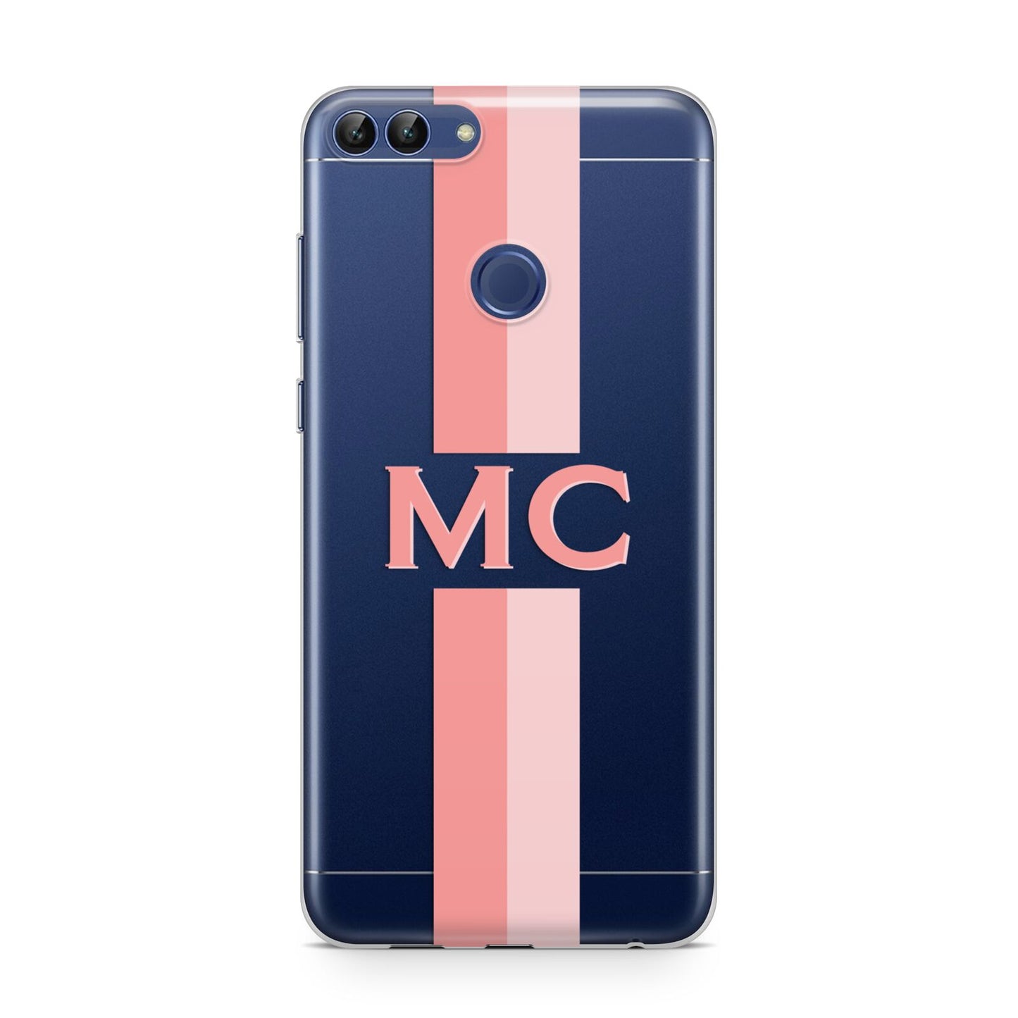 Personalised Transparent Striped Coral Pink Huawei P Smart Case