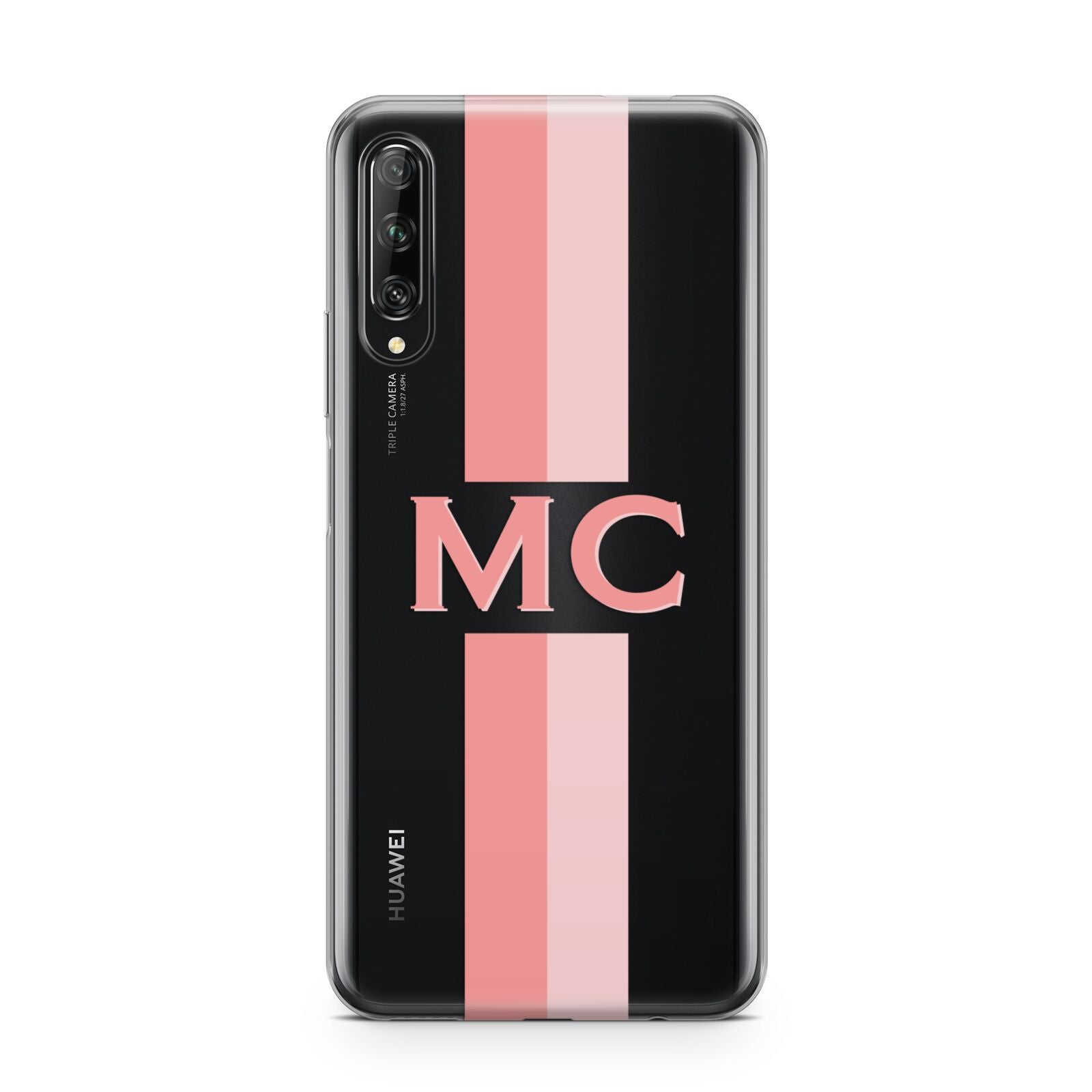 Personalised Transparent Striped Coral Pink Huawei P Smart Pro 2019
