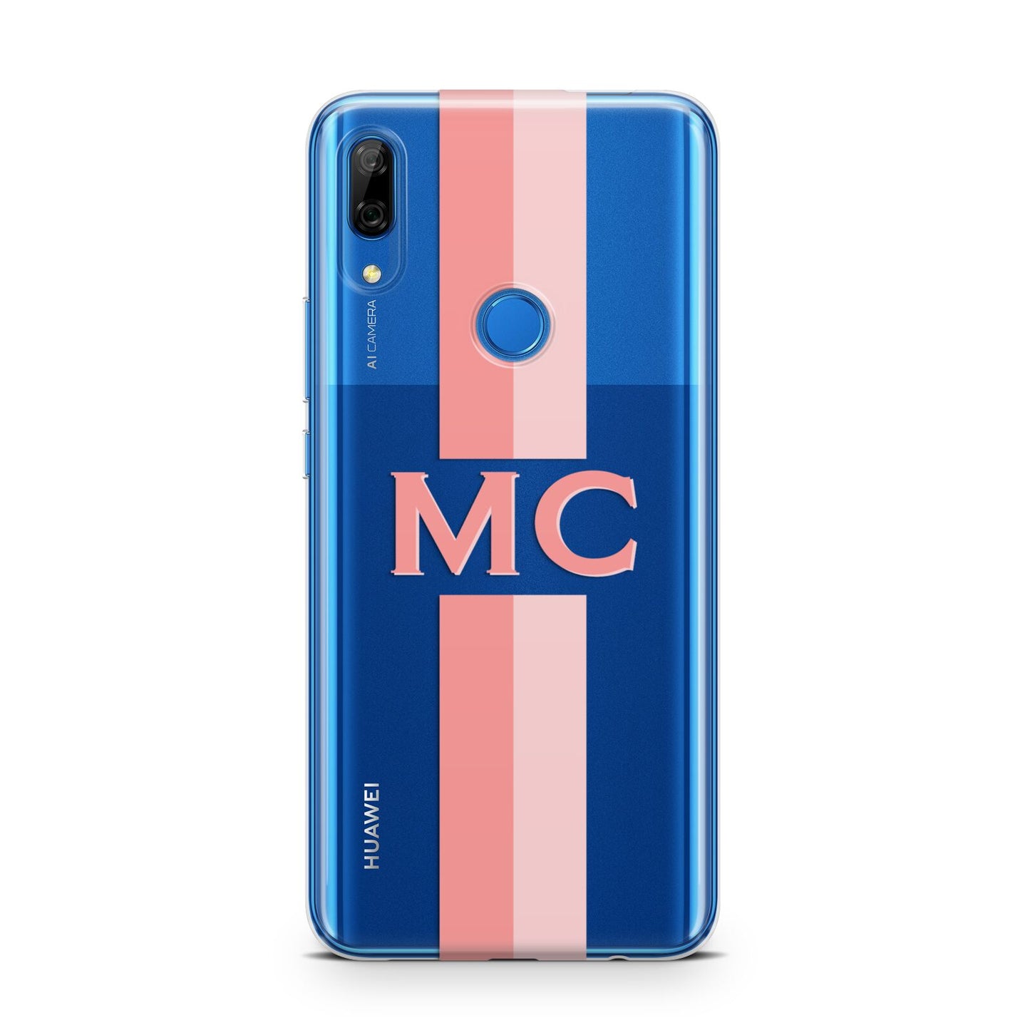 Personalised Transparent Striped Coral Pink Huawei P Smart Z