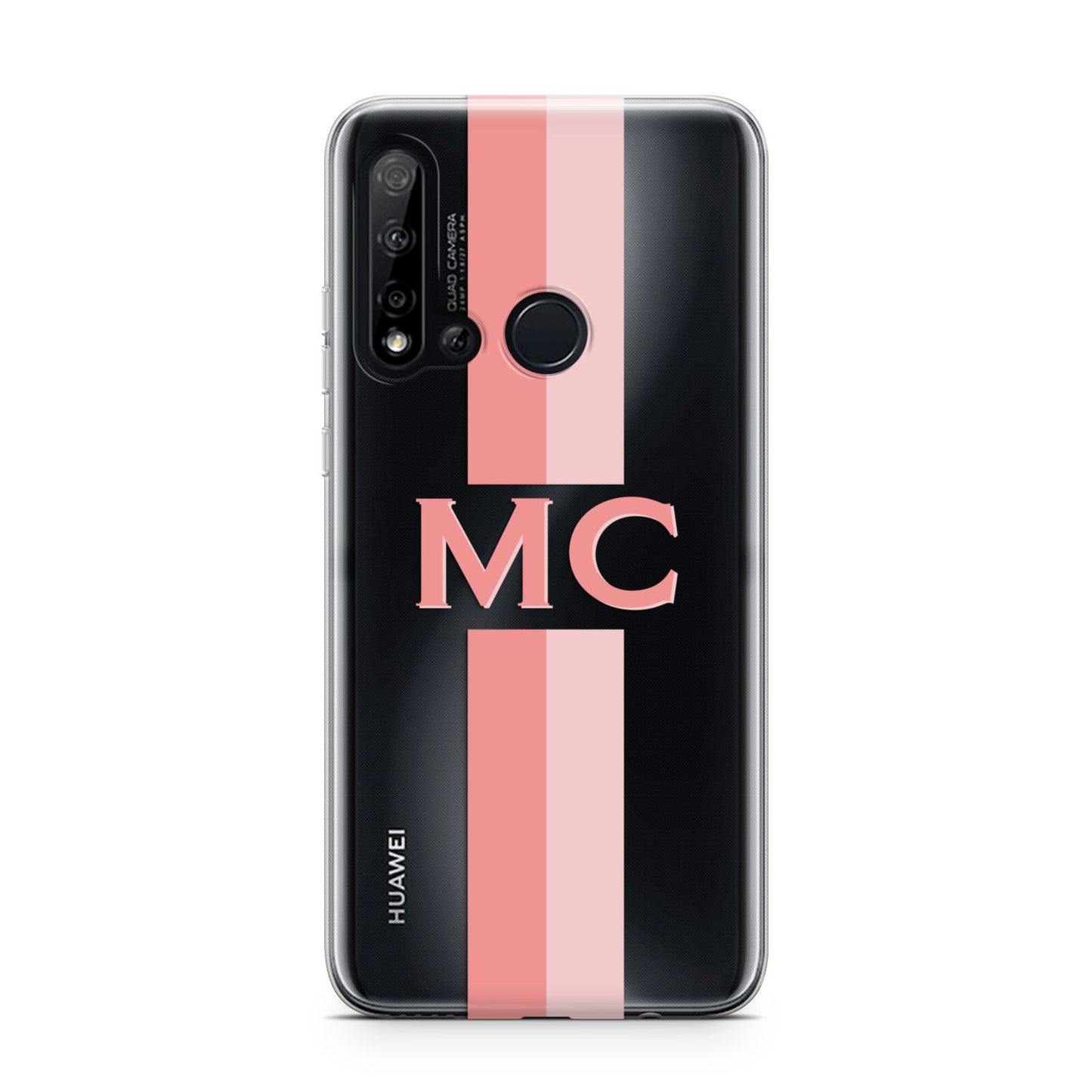 Personalised Transparent Striped Coral Pink Huawei P20 Lite 5G Phone Case