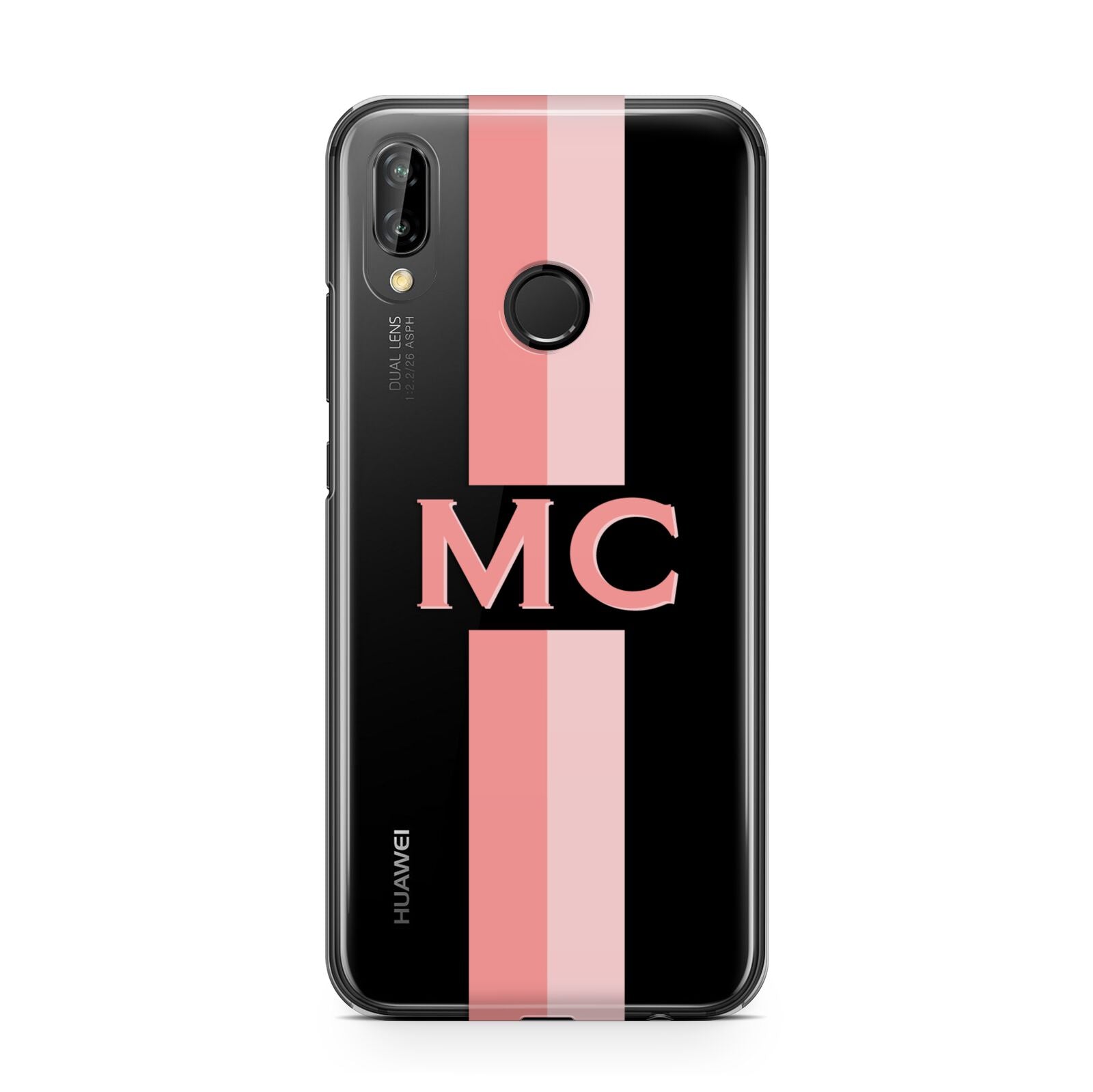 Personalised Transparent Striped Coral Pink Huawei P20 Lite Phone Case