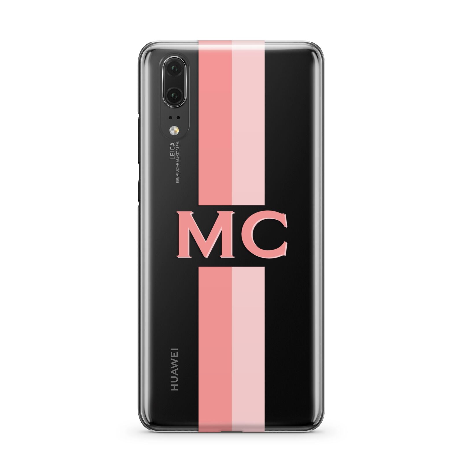 Personalised Transparent Striped Coral Pink Huawei P20 Phone Case