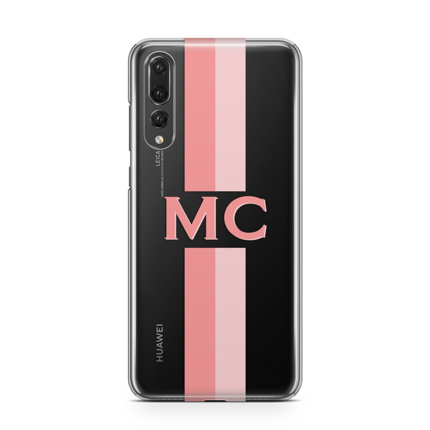 Personalised Transparent Striped Coral Pink Huawei P20 Pro Phone Case