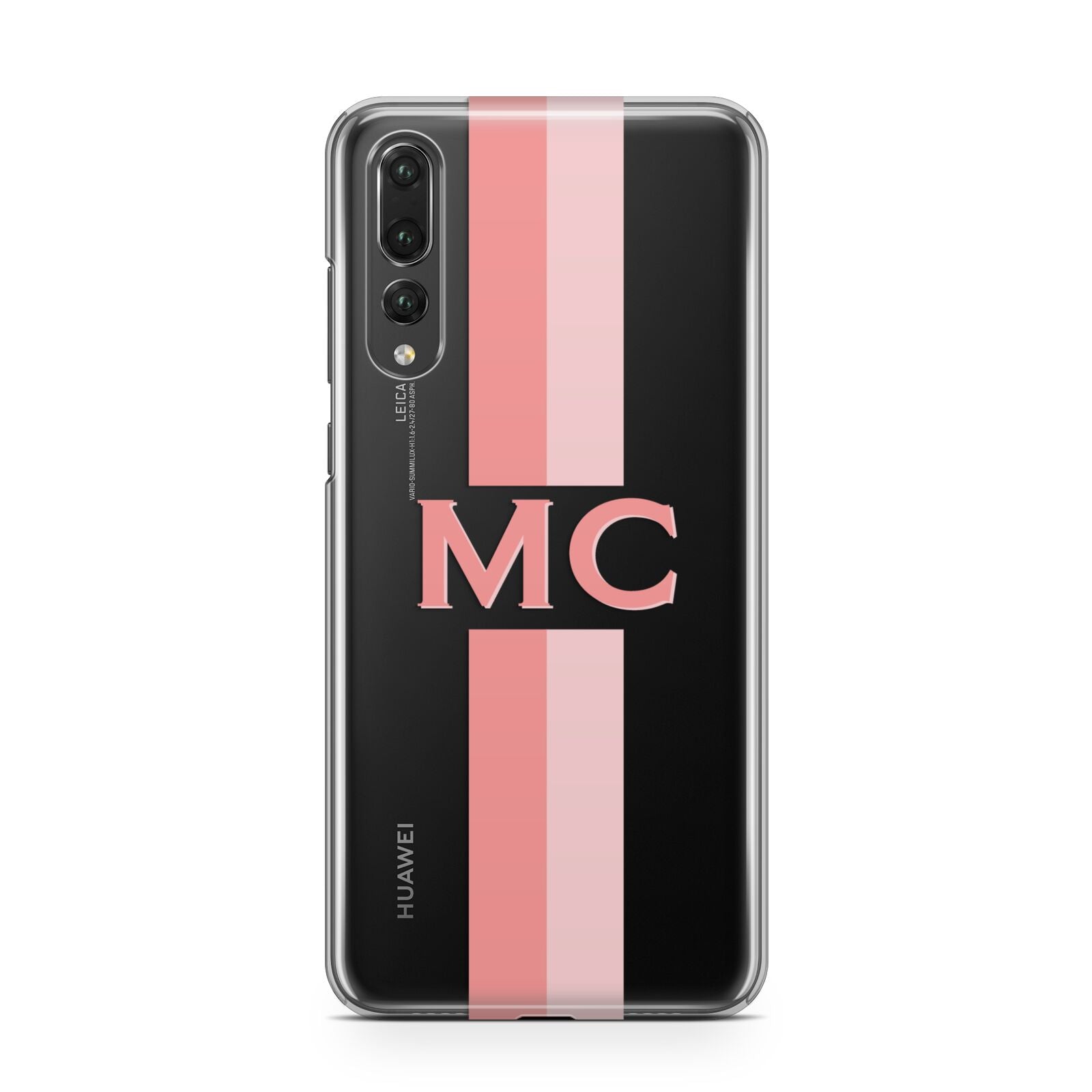 Personalised Transparent Striped Coral Pink Huawei P20 Pro Phone Case