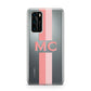 Personalised Transparent Striped Coral Pink Huawei P40 Phone Case