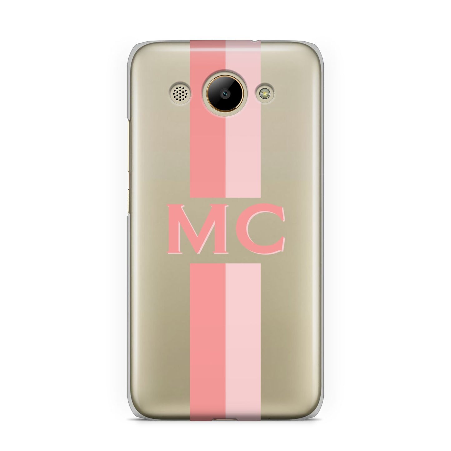 Personalised Transparent Striped Coral Pink Huawei Y3 2017
