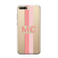 Personalised Transparent Striped Coral Pink Huawei Y6 2018