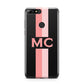 Personalised Transparent Striped Coral Pink Huawei Y7 2018