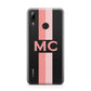Personalised Transparent Striped Coral Pink Huawei Y7 2019