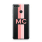 Personalised Transparent Striped Coral Pink Huawei Y9 2018