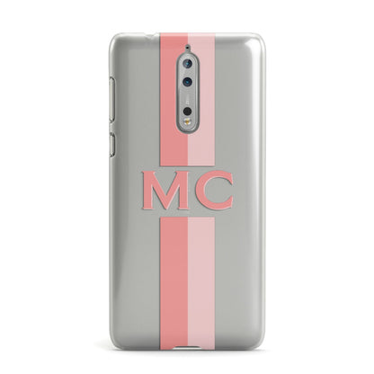 Personalised Transparent Striped Coral Pink Nokia Case