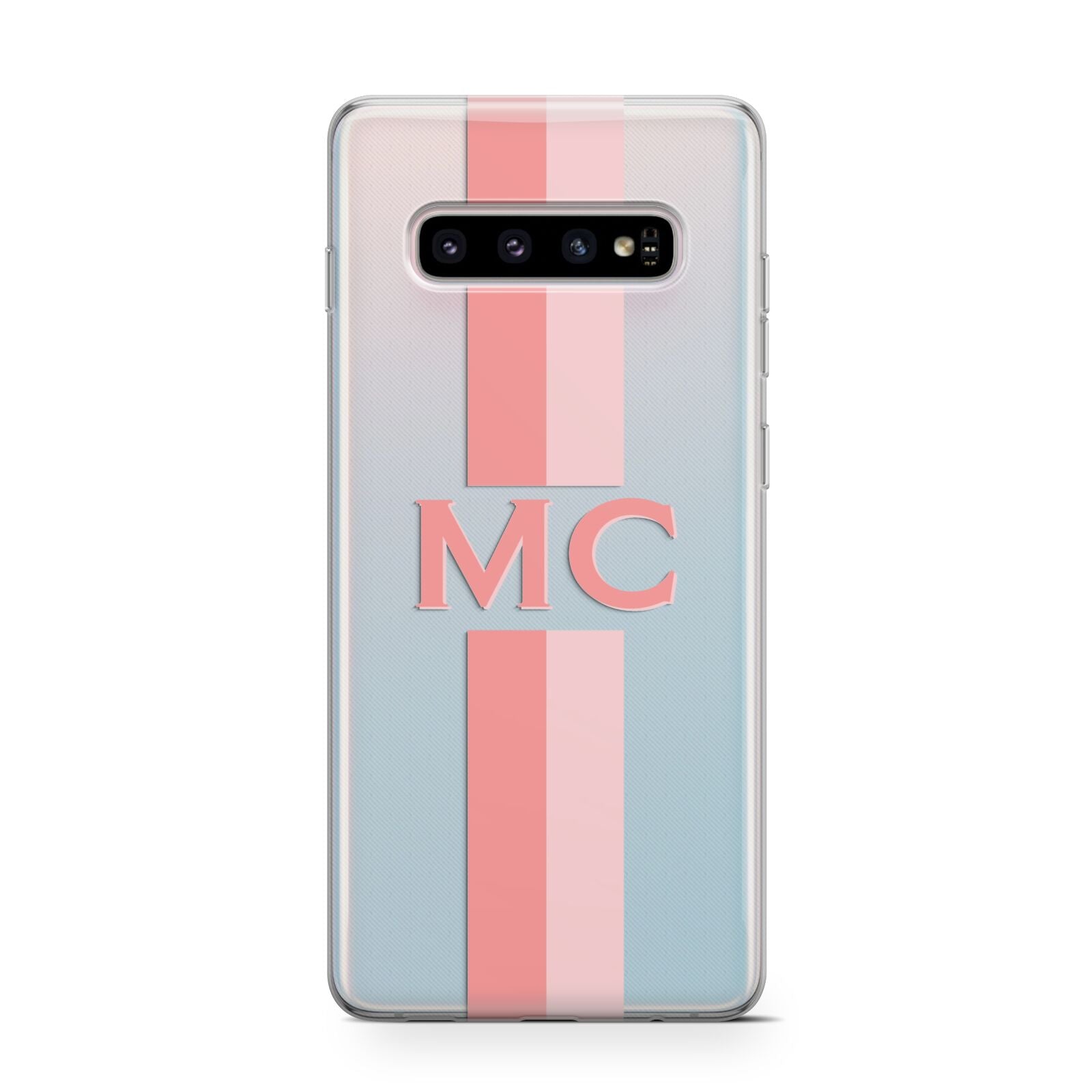 Personalised Transparent Striped Coral Pink Protective Samsung Galaxy Case