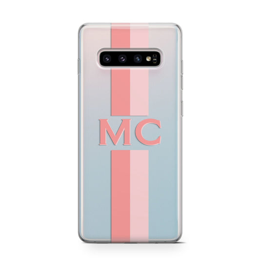 Personalised Transparent Striped Coral Pink Protective Samsung Galaxy Case