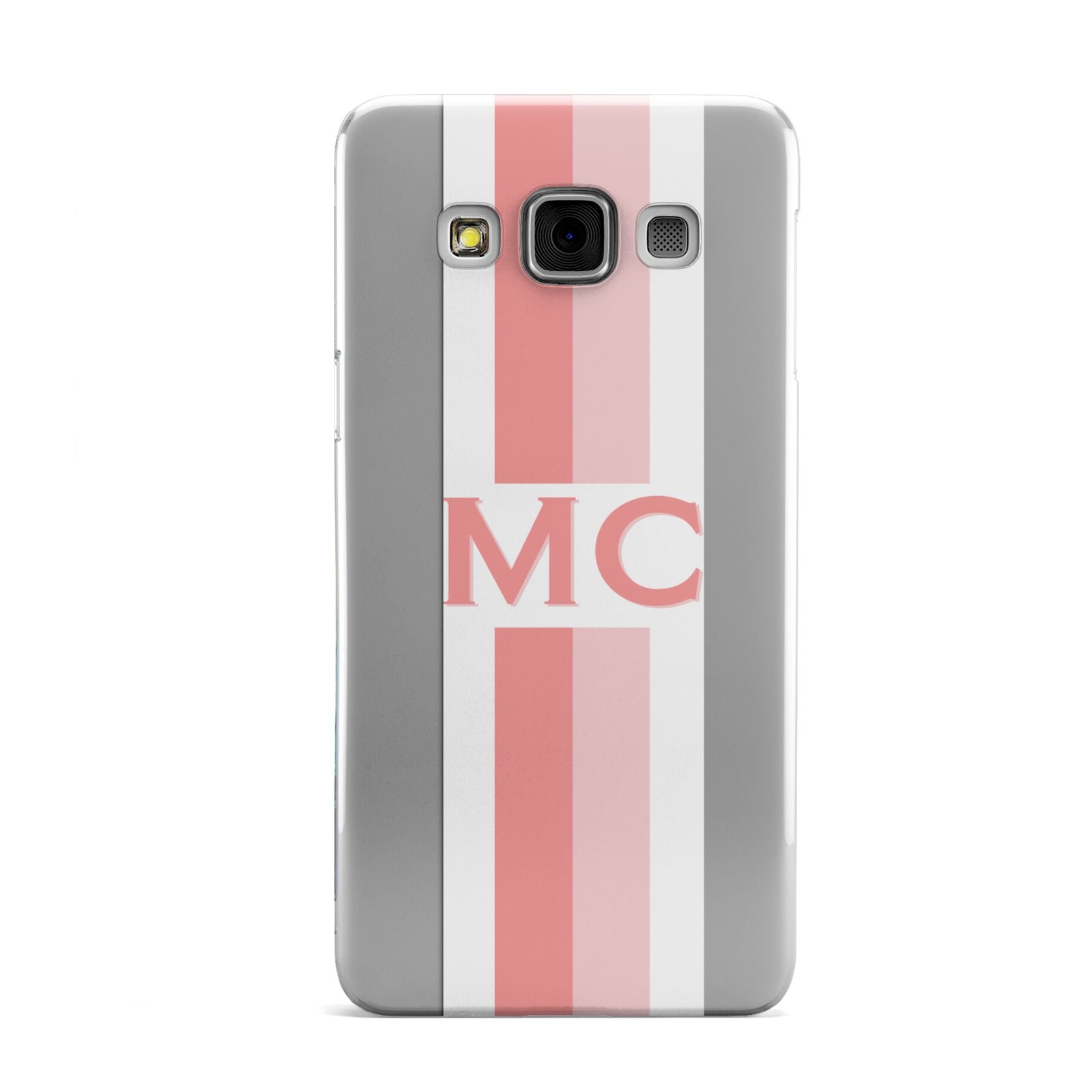 Personalised Transparent Striped Coral Pink Samsung Galaxy A3 Case