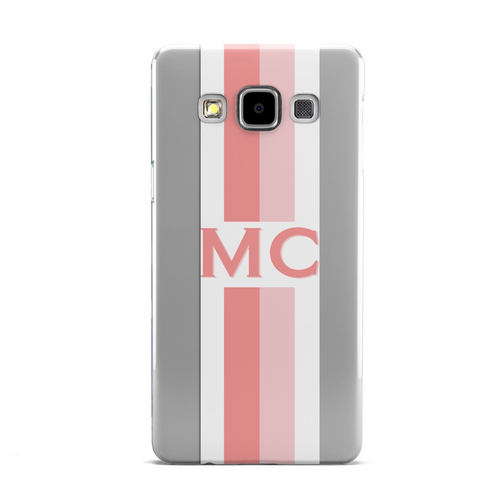 Personalised Transparent Striped Coral Pink Samsung Galaxy A5 Case