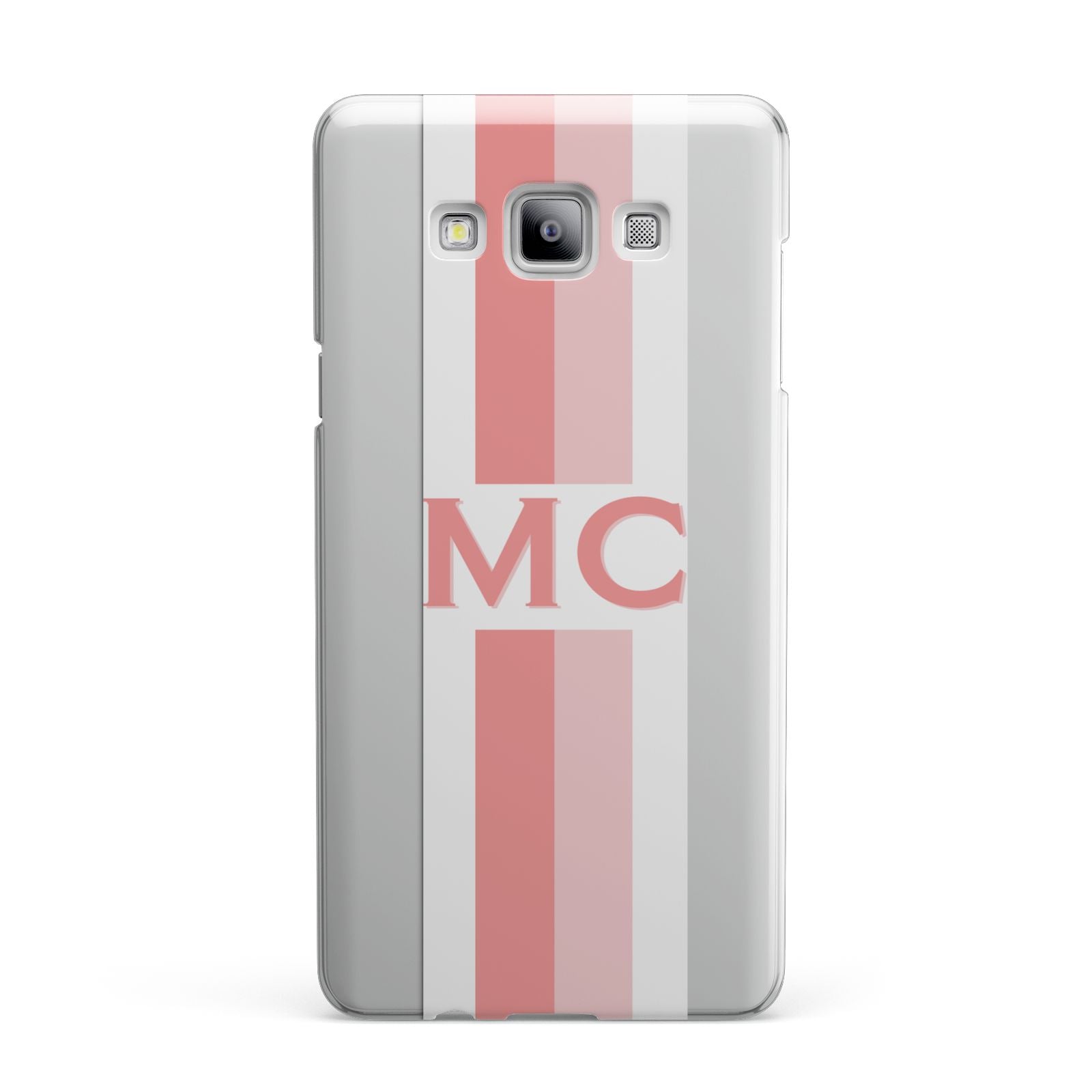 Personalised Transparent Striped Coral Pink Samsung Galaxy A7 2015 Case