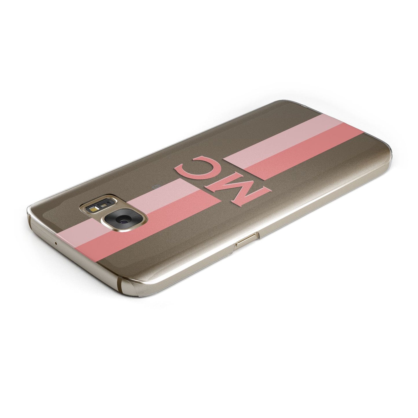 Personalised Transparent Striped Coral Pink Samsung Galaxy Case Top Cutout