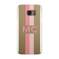 Personalised Transparent Striped Coral Pink Samsung Galaxy Case