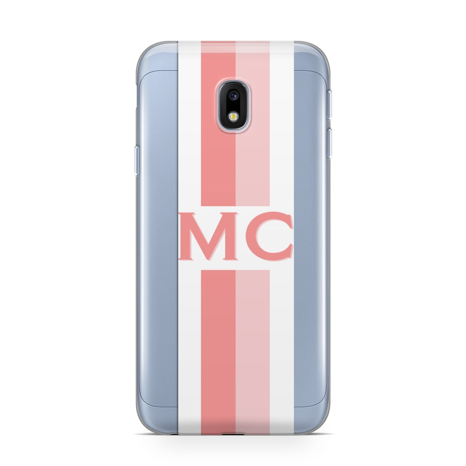 Personalised Transparent Striped Coral Pink Samsung Galaxy J3 2017 Case