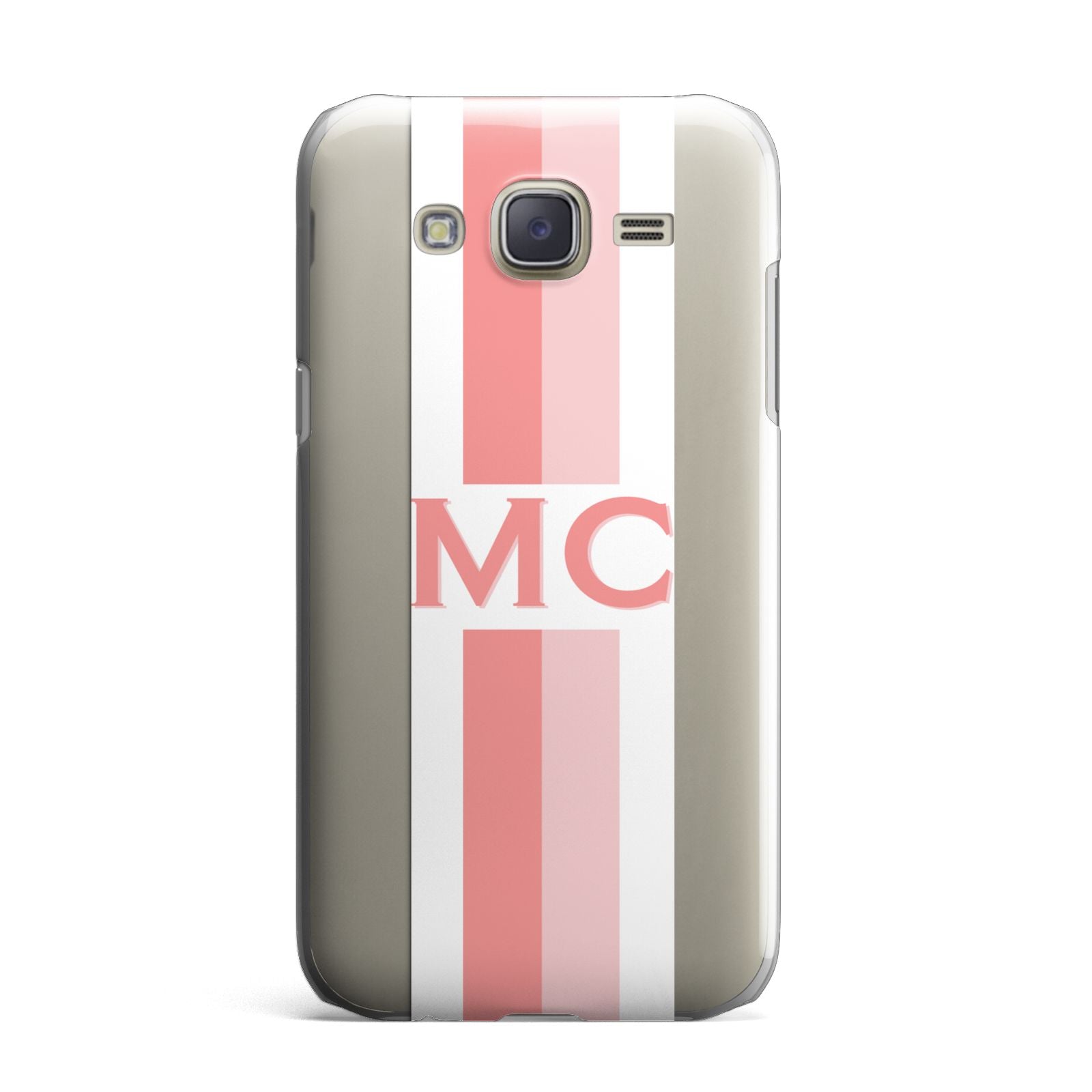 Personalised Transparent Striped Coral Pink Samsung Galaxy J7 Case